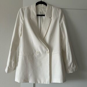 H&M Cream Double-Breasted Blazer
